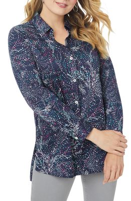 Foxcroft Isadora Swirling Leaves Long Sleeve Tunic Top in Multi