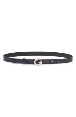 Givenchy G-Chain Buckle Croc Embossed Leather Belt in Black