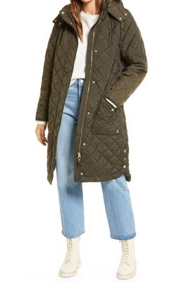Joules Chatham Long Quilted Coat in Heritage Green