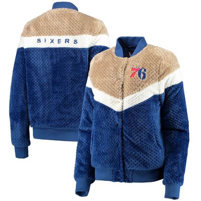 Women's G-III 4Her by Carl Banks Royal/Cream Philadelphia 76ers Riot Squad Sherpa Full-Snap Jacket