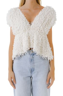 Endless Rose Textured Plunge Neck Top in Cream
