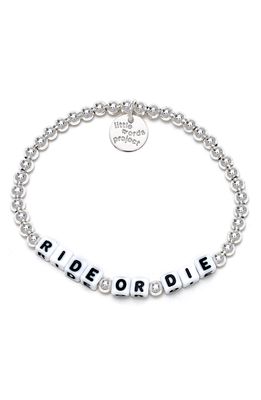 Little Words Project Ride or Die Beaded Stretch Bracelet in Silver