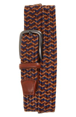 Torino Braided Leather Belt in Tan/Blue/Saddle
