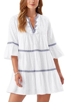 Tommy Bahama Embroidered Cotton Tier Cover-Up Dress in White
