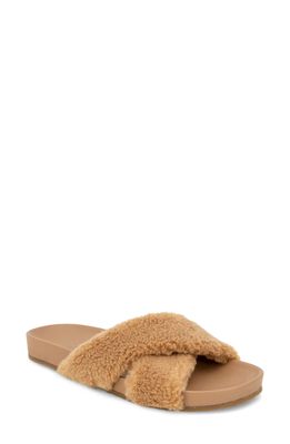 Splendid Rozi Faux Shearling Slide Sandal in Warm Sand