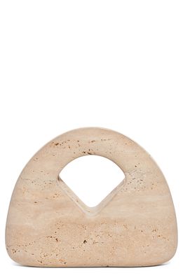 Bottega Veneta Kettlebell Travertine Stone Top Handle Bag in Natural Silver
