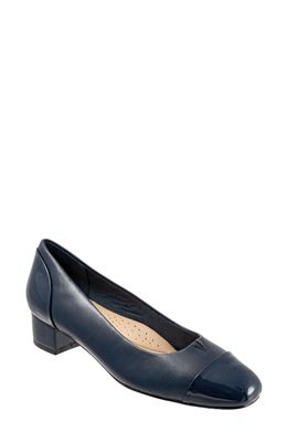 Trotters Daisy Pump in Navy Leather/Fabric