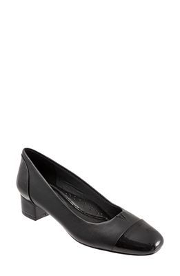 Trotters Daisy Pump in Black Leather/Fabric