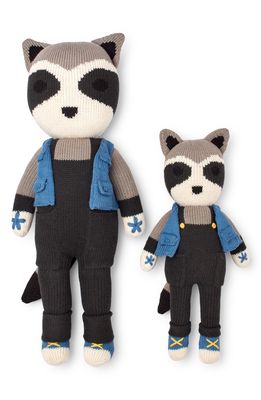 Cuddoll Riley Raccoon 20" Hand-Knit Stuffed Animal in Multi