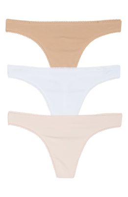 On Gossamer Cabana Cotton 3-Pack Thongs in Champagne/Blush/White