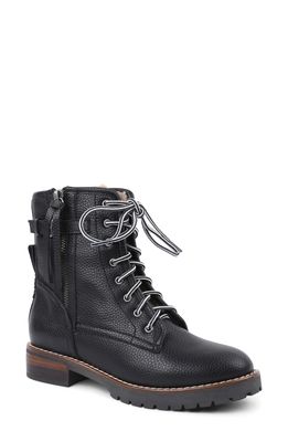 kensie Wooley Combat Boot in Black Faux Leather