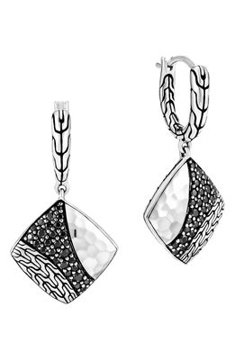 John Hardy Classic Chain Square Drop Earrings in Black/Silver