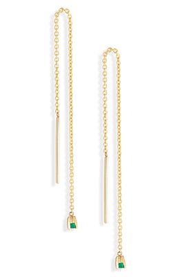 Lizzie Mandler Fine Jewelry Floating Emerald Linear Drop Earrings in Yellow Gold