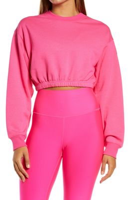 Alo Devotion Crop Sweatshirt in Neon Pink