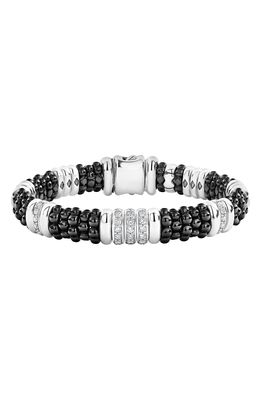 LAGOS Black Caviar Diamond Station Bracelet in Silver/Ceramic/Diamond
