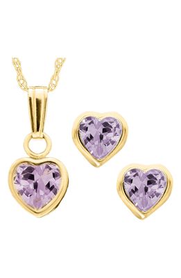 Mignonette 14k Gold Birthstone Necklace & Stud Earrings in June