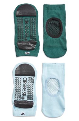 Arebesk Phish Net Assorted 2-Pack Closed Toe Ankle Socks in Light Blue /Forest