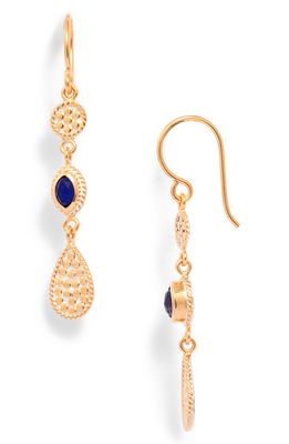 Anna Beck Lapis Lazuli Linear Drop Earrings in Gold-Lapis