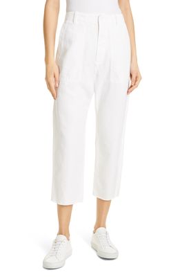 Nili Lotan Luna Cotton & Linen Twill Crop Pants in White