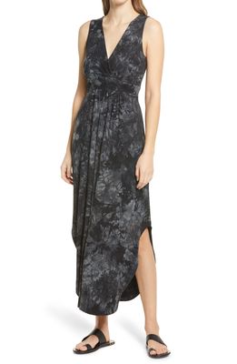 Fraiche by J Sleeveless Tie Dye Side Vent Dress in Black