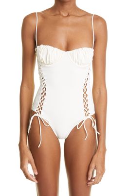 Isa Boulder Waves One-Piece Swimsuit in Matte White