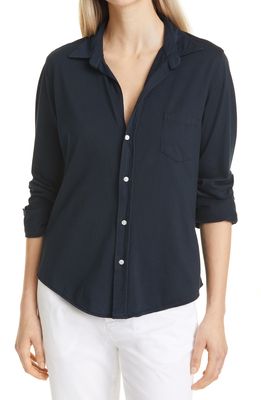 Frank & Eileen Barry Knit Button-Up Shirt in British Royal Navy