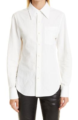 Saint Laurent Linen & Cotton Button-Up Shirt in Craie