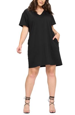 CURVYTURE Hooded T-Shirt Dress in Black