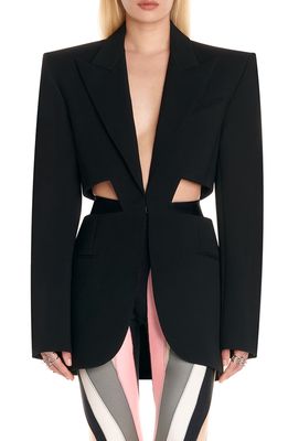 MUGLER Cutout Wool Jacket in Black