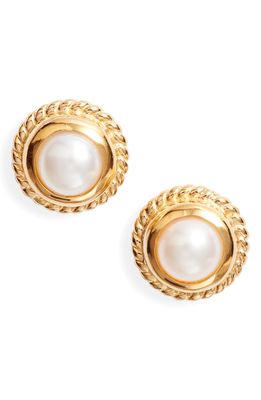 Anna Beck Freshwater Pearl Stud Earrings in Gold/White
