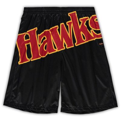 Men's Mitchell & Ness Black Atlanta Hawks Big & Tall Hardwood Classics Big Face 2.0 Shorts