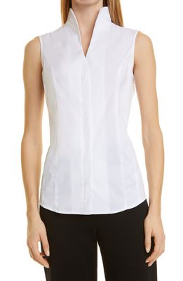 Misook Sleeveless Stand Collar Blouse in White