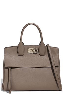 Salvatore Ferragamo The Studio Leather Top Handle Bag in Caraway Seed