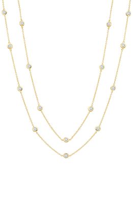 Crislu Long Cubic Zirconia Bezel Station Necklace in 18Kt Yellow Gold