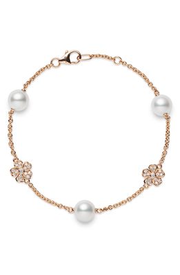 Mikimoto Akoya Cultured Pearl & Diamond Bracelet in Rose Gold