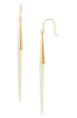 SOKO Bone Quill Drop Earrings in Gold /White