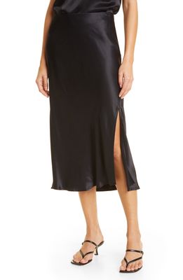 Rails Maya Satin Side Slit Skirt in Black