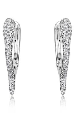 Meira T Pave Diamond Earrings in White Gold