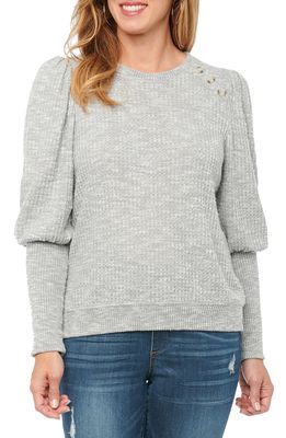 Wit & Wisdom Puff Sleeve Textured Knit Top in Heather Agave