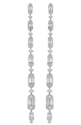 Sara Weinstock Taj Baguette Diamond Linear Drop Earrings in 18K White Gold