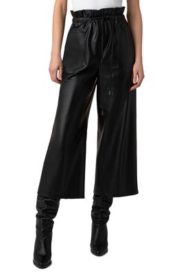 Akris punto Frey Paperbag Waist Faux Leather Culottes in Black