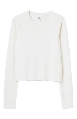 Re/Done '50s Crop Cotton Button-Up Top in Vintage White