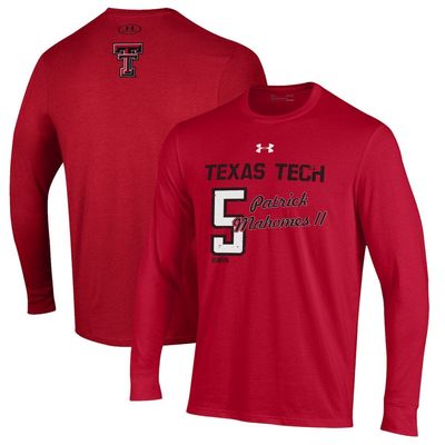 Men's Under Armour Patrick Mahomes Red Texas Tech Red Raiders Performance Cotton Long Sleeve T-Shirt