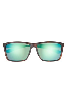 Smith Riptide 61mm Polarized Sport Square Sunglasses in Matte Tortoise/Green Mirror