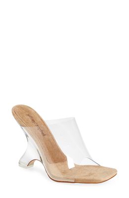 Jeffrey Campbell Bare Slide Sandal in Nude Suede Clear