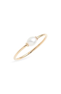Poppy Finch Skinny Keishi Cultured Pearl Ring in Yellow Gold