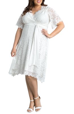 Kiyonna Graced with Love Faux Wrap Dress in Ivory
