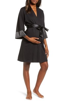 Belabumbum Maternity/Nursing Robe in Black Satin