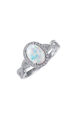 Lafonn Simulated Opal Halo Ring in Silver/Opal/Clear