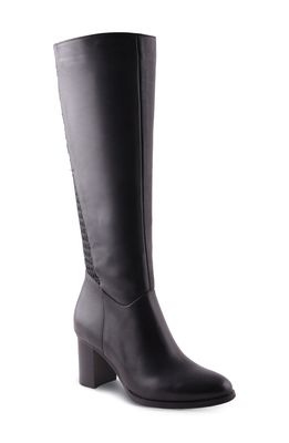 AquaDiva Tessa Water Resistant Knee High Boot in Black Leather